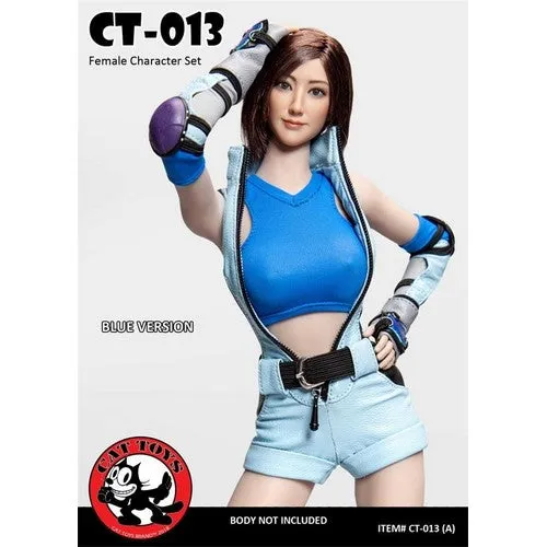 1:6 Tekken - Asuka Blue / Red Combat Suit Female Custom Figure Set (Outfit   Headsculpt Only) Cat Toys