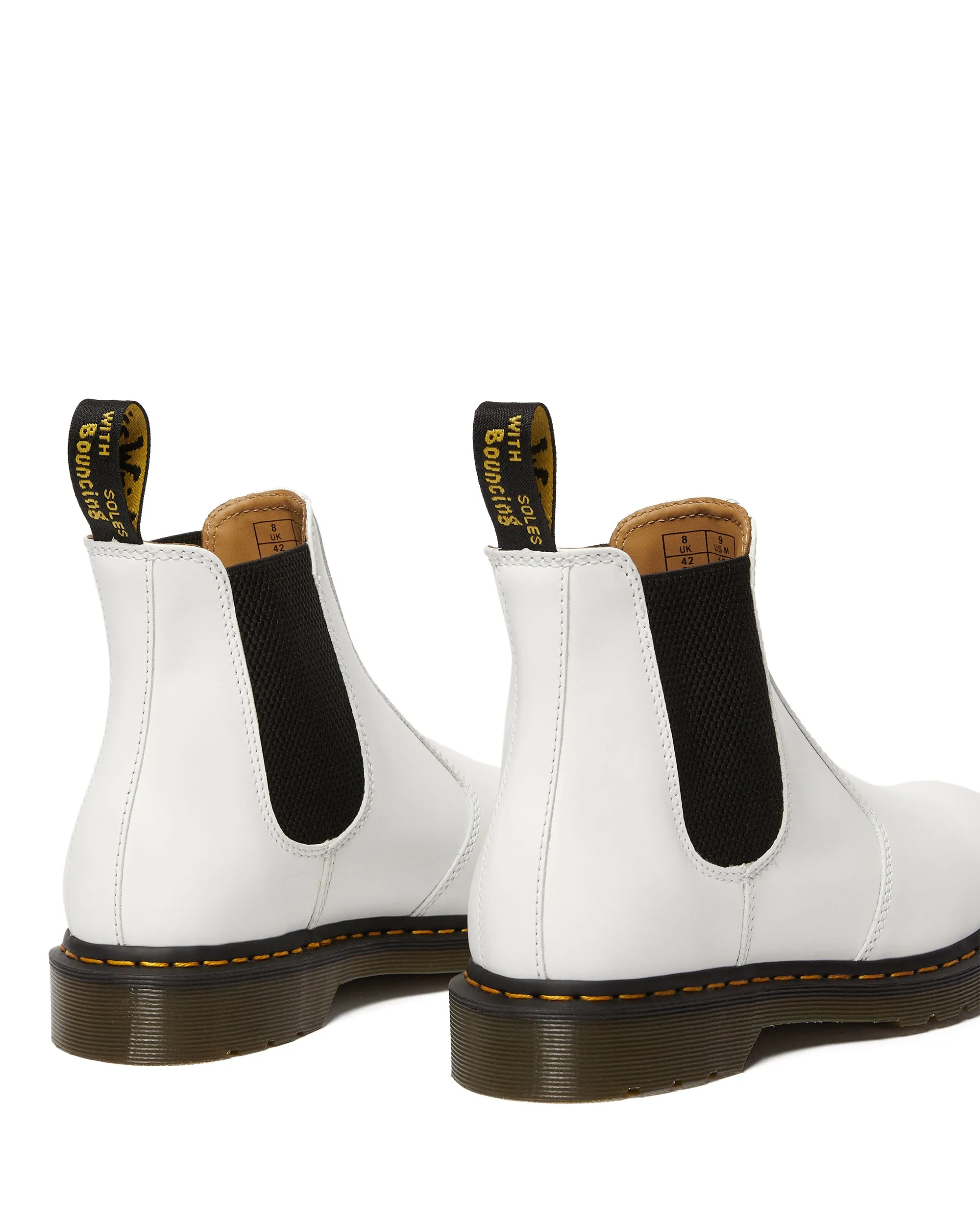 2976 White Yellow Stitch Smooth Chelsea Boots