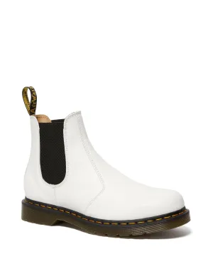 2976 White Yellow Stitch Smooth Chelsea Boots