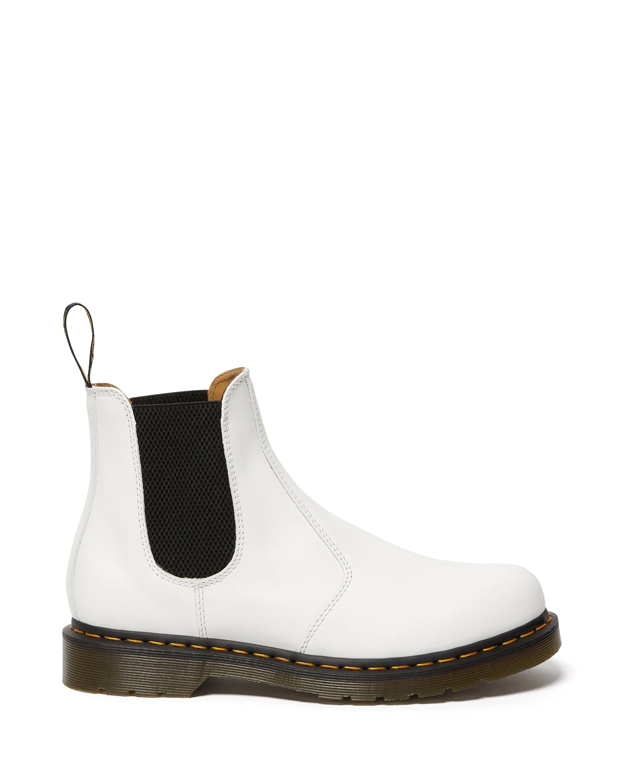 2976 White Yellow Stitch Smooth Chelsea Boots