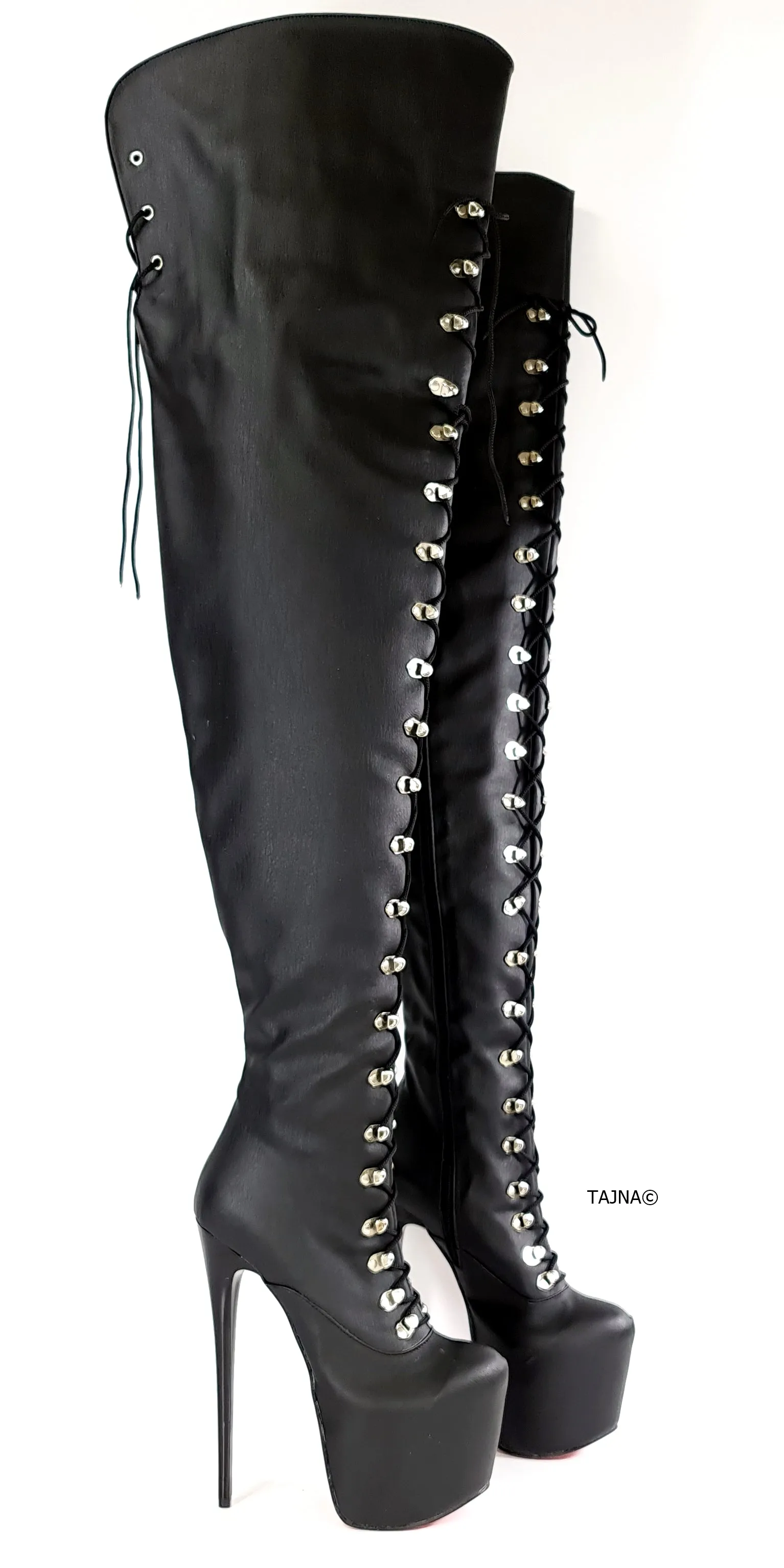 80 cms Black Extra Thigh High  Military Boots