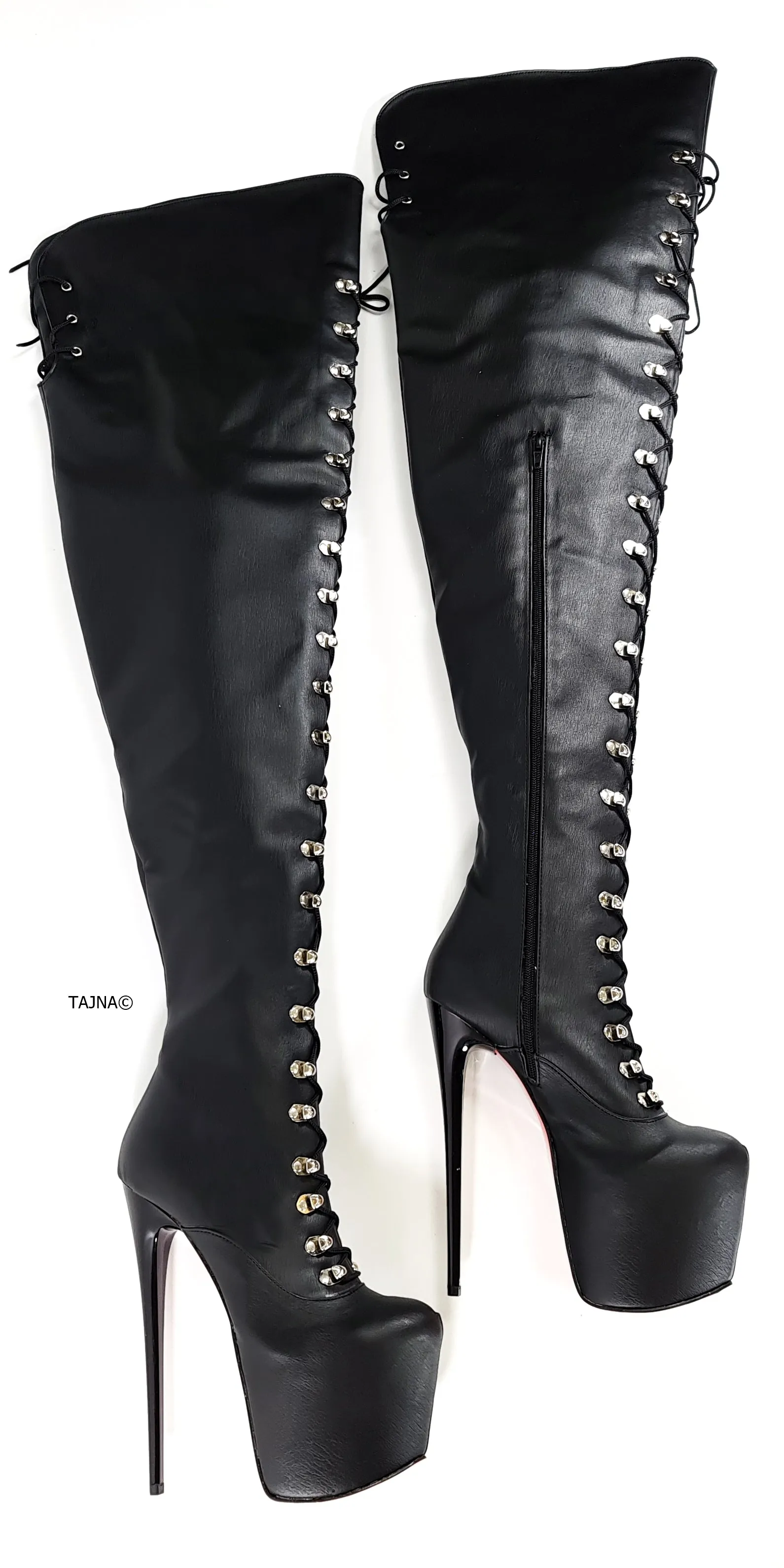 80 cms Black Extra Thigh High  Military Boots