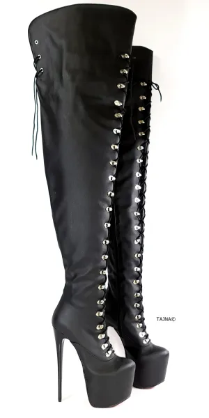 80 cms Black Extra Thigh High  Military Boots