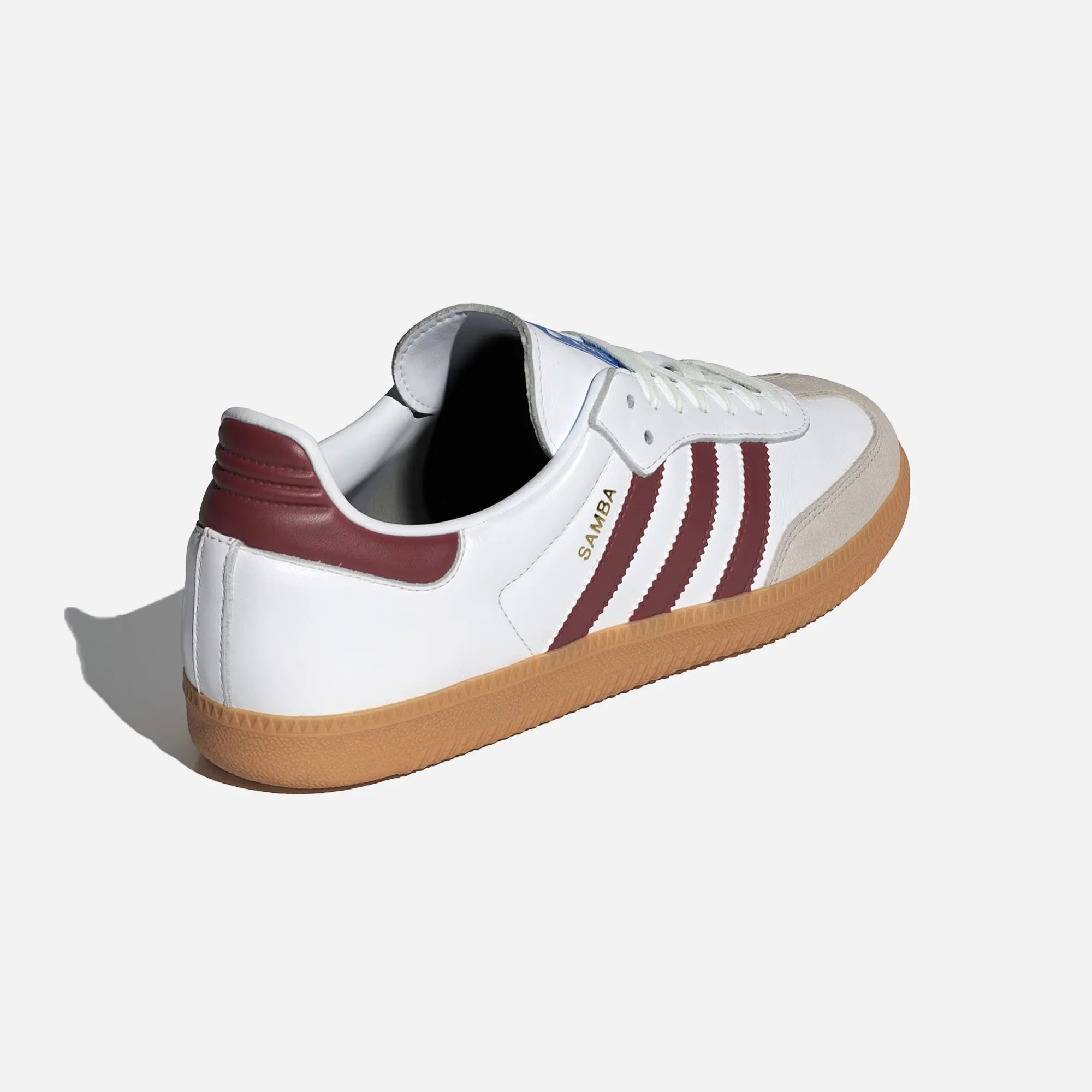 ADIDAS SAMBA SHOES CRYSTAL CLOUD WHITE / COLLEGIATE BURGUNDY / GUM