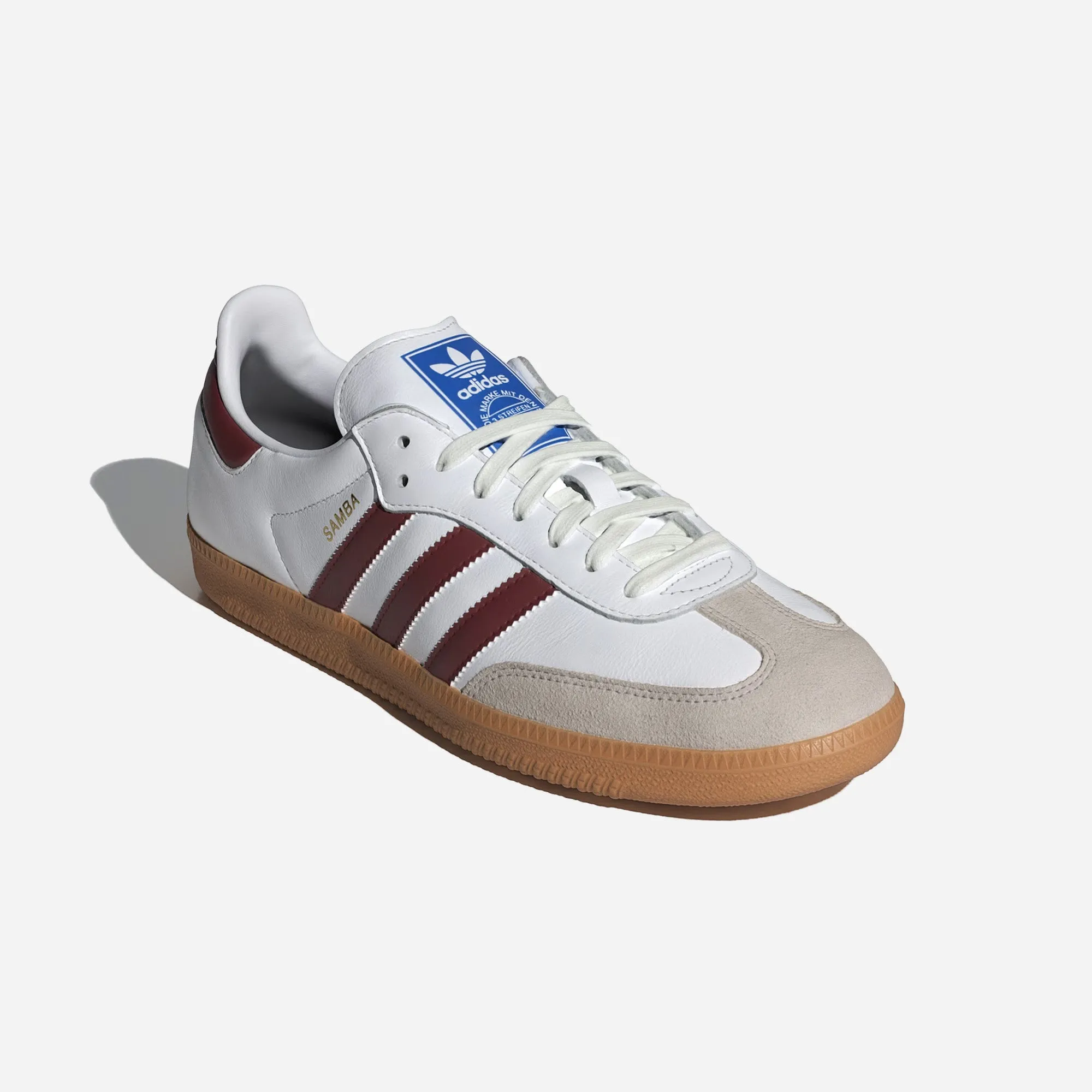 ADIDAS SAMBA SHOES CRYSTAL CLOUD WHITE / COLLEGIATE BURGUNDY / GUM