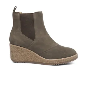 Aetrex Dawn Wedge Boot (Women) - Olive Leather