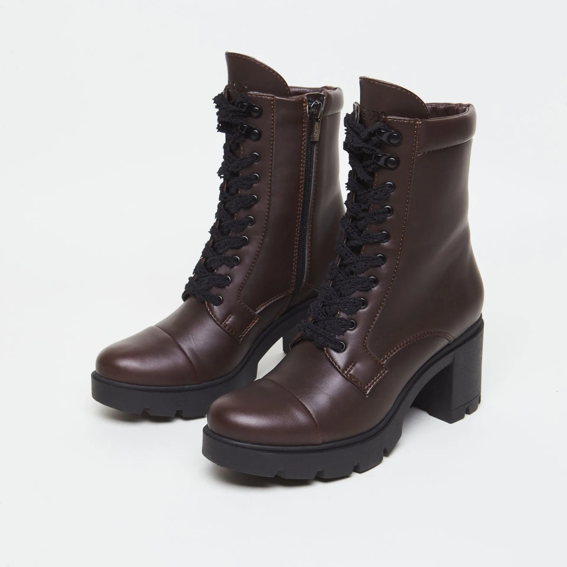 Aga Vegan Leather Lace-up Boots | Chocolate