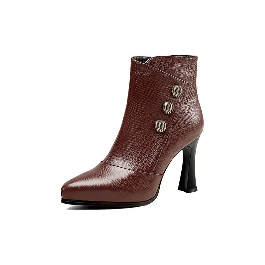 AlliLuxe Exotic High Heel Ankle Booties