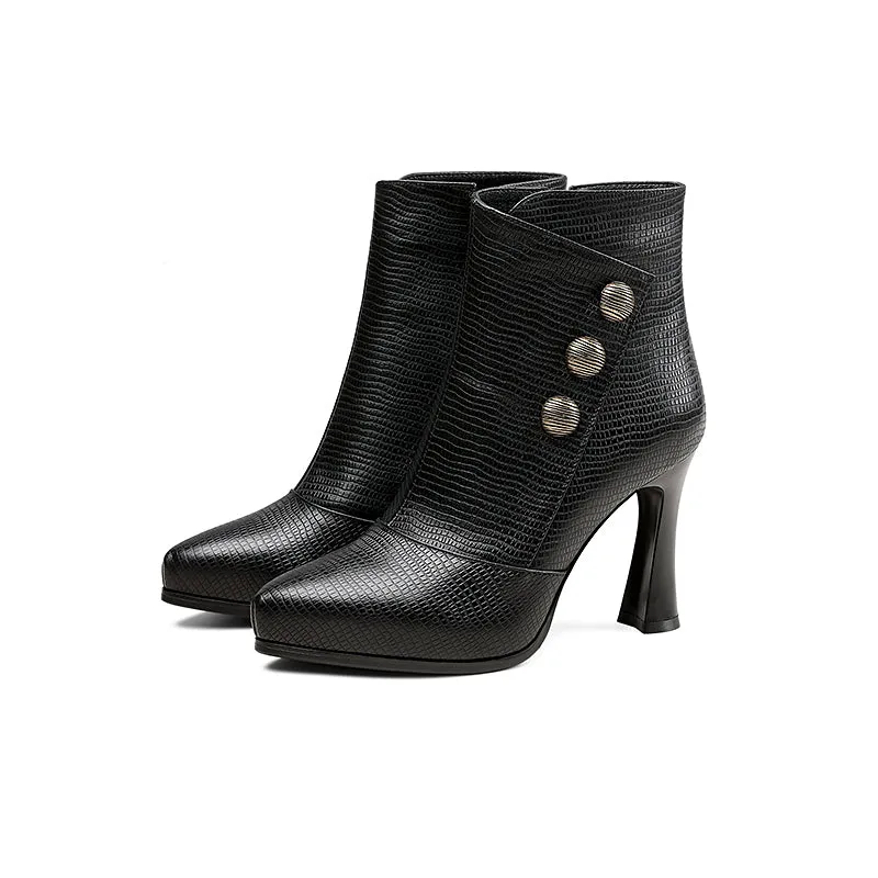 AlliLuxe Exotic High Heel Ankle Booties