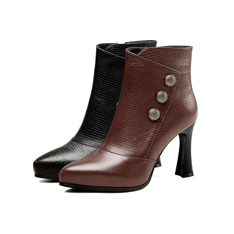 AlliLuxe Exotic High Heel Ankle Booties