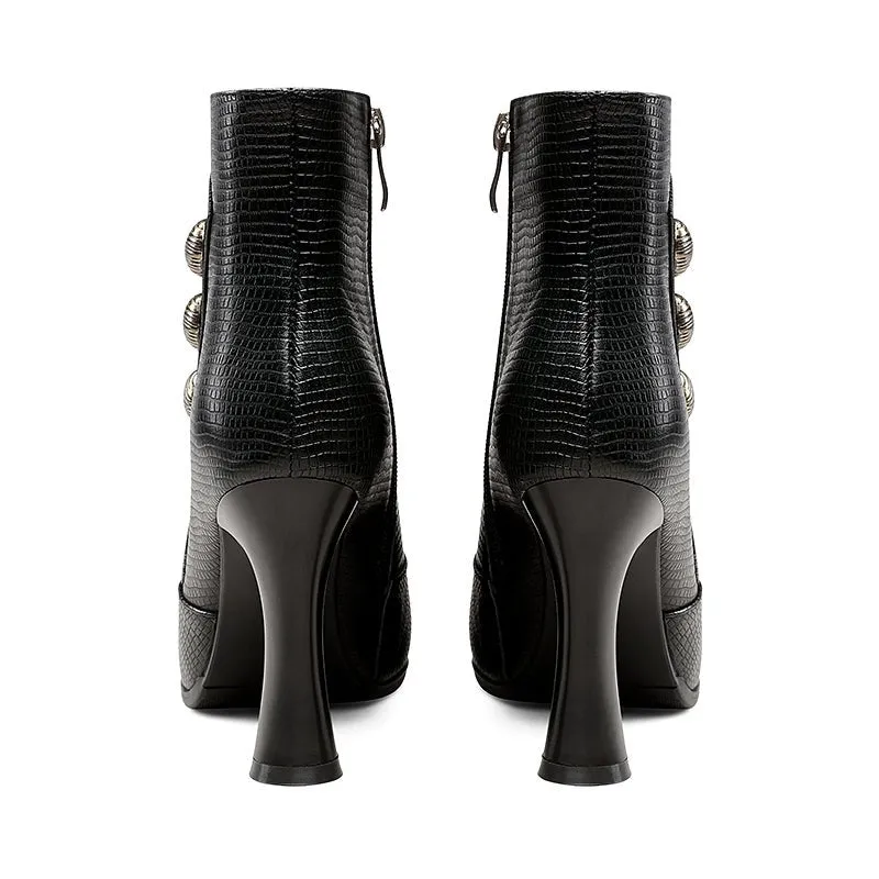 AlliLuxe Exotic High Heel Ankle Booties