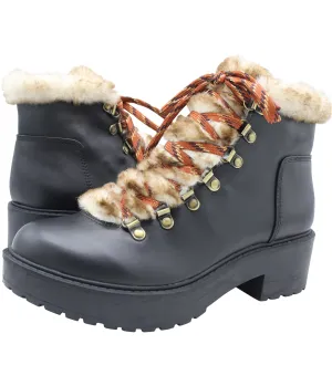 American Eagle Womens Faux Fur Solid Combat Boots