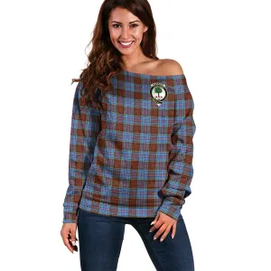 Anderson Modern Tartan Off Shoulder Women Sweater with Family Crest