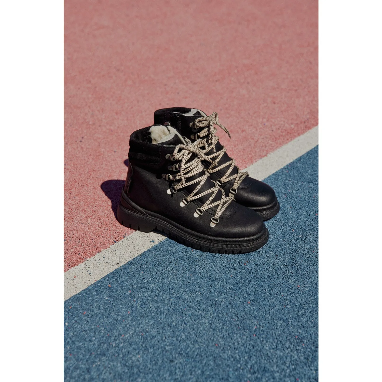 Angulus Black Tex Lace-up Boot with Wool Lining