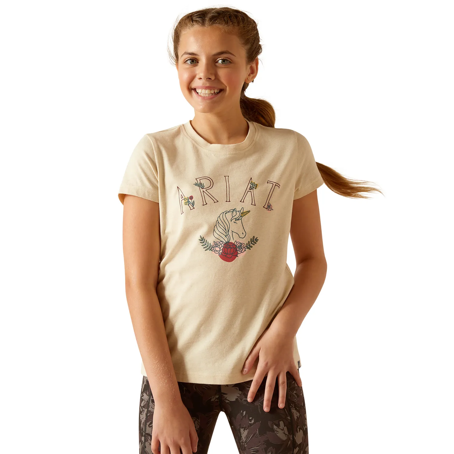 Ariat Girl's Unicorn Insignia T-Shirt - Oatmeal Heather