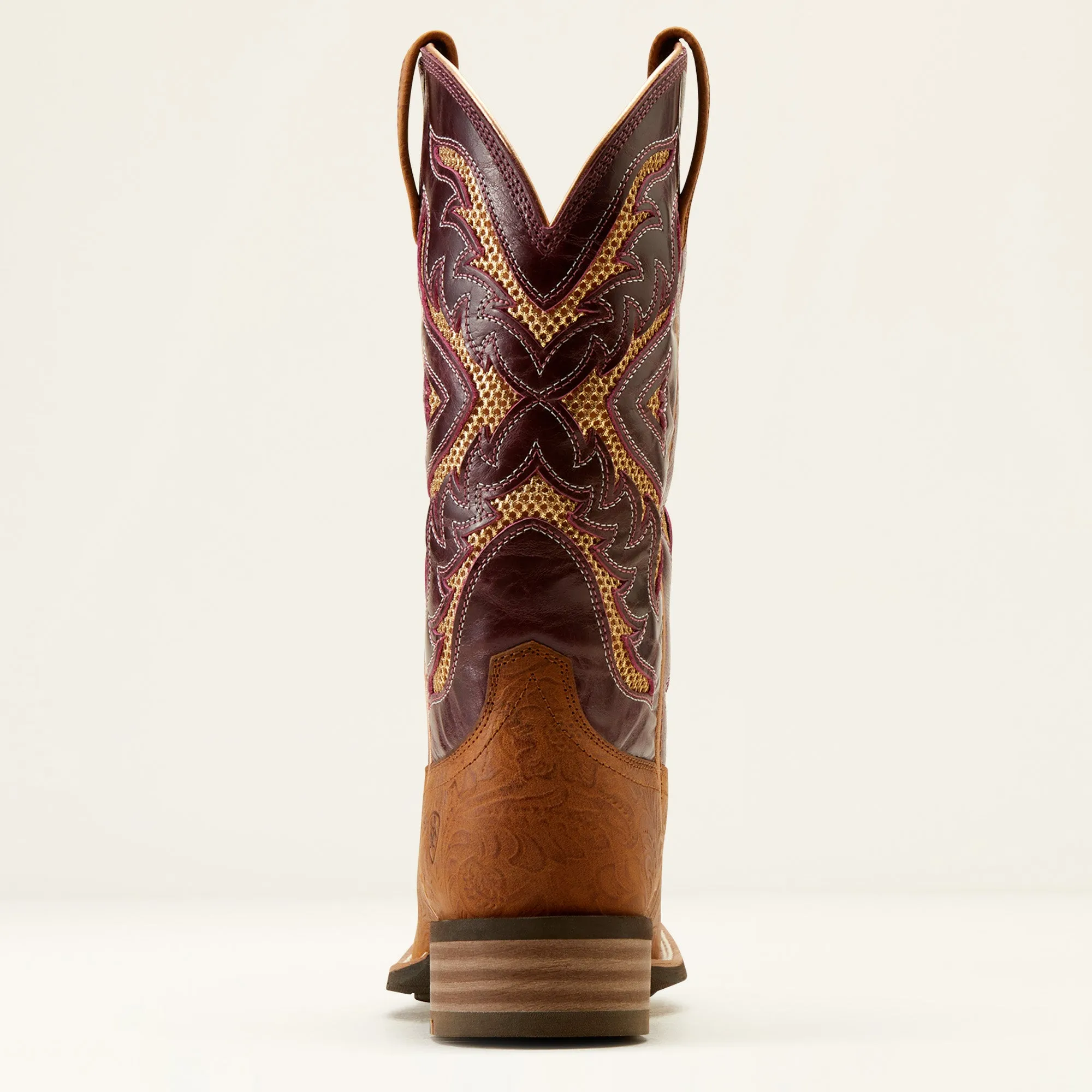 Ariat Ladies 10051023 San Angelo VentTEK 360 Western Boots in Tooled Toasted Almond & Aged Merlot