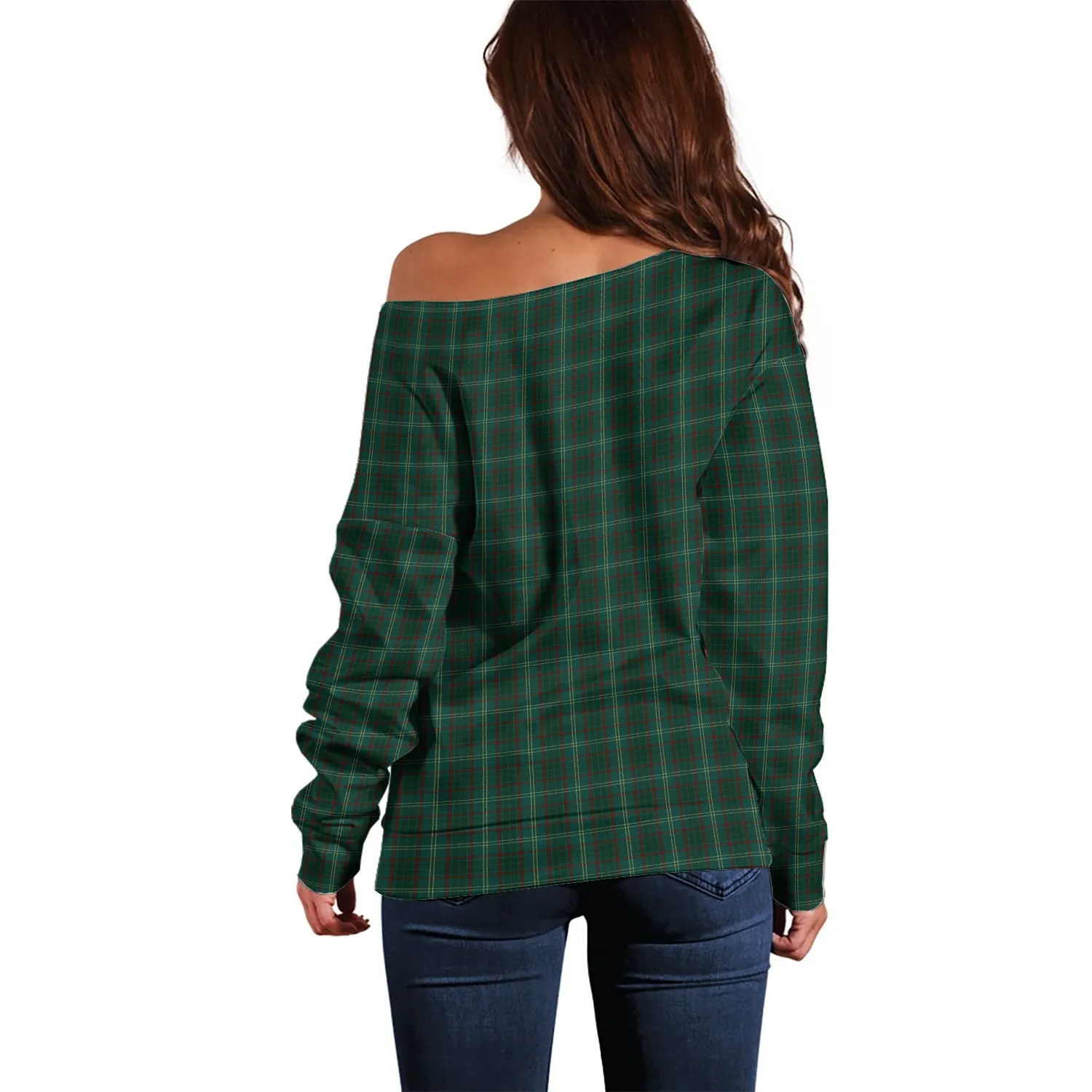 Armagh County Ireland Tartan Off Shoulder Women Sweater