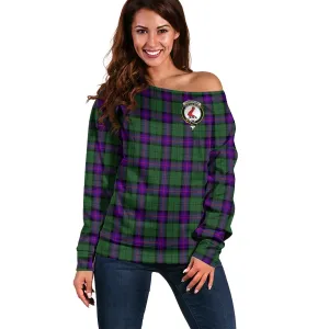 Armstrong Modern Tartan Off Shoulder Women Sweater with Family Crest