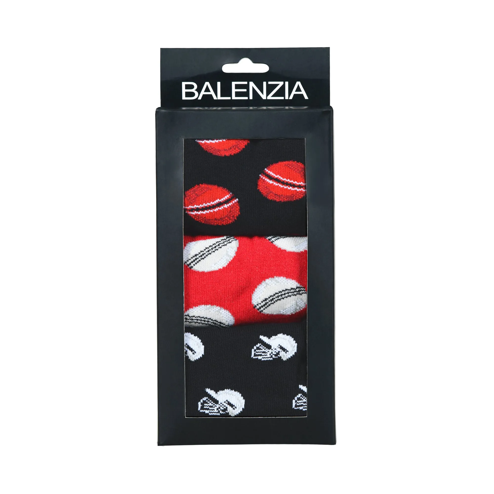 BALENZIA Men's Cricket Lowcut Socks- Black, Red (Pack of 3)