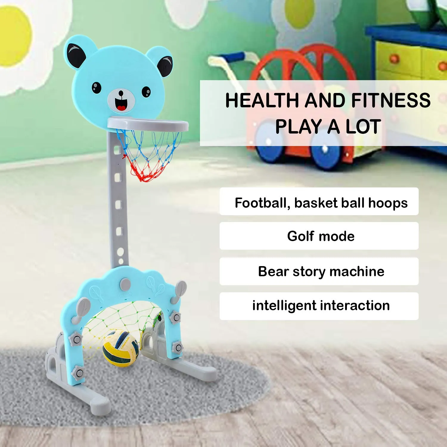 Baybee Multi Activity Sports Basketball Toys for Kids Basket Ball for Babies (Catbear)