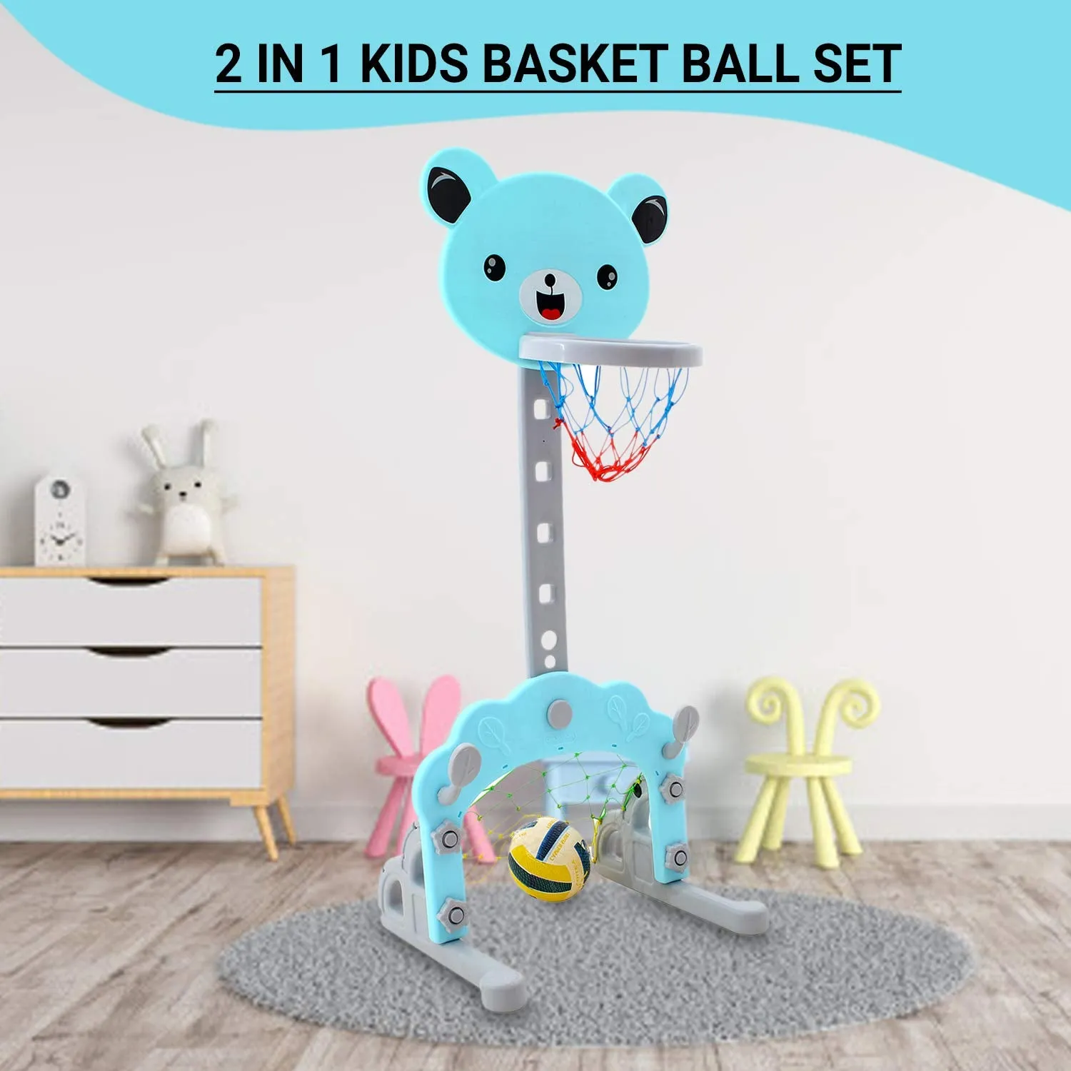 Baybee Multi Activity Sports Basketball Toys for Kids Basket Ball for Babies (Catbear)