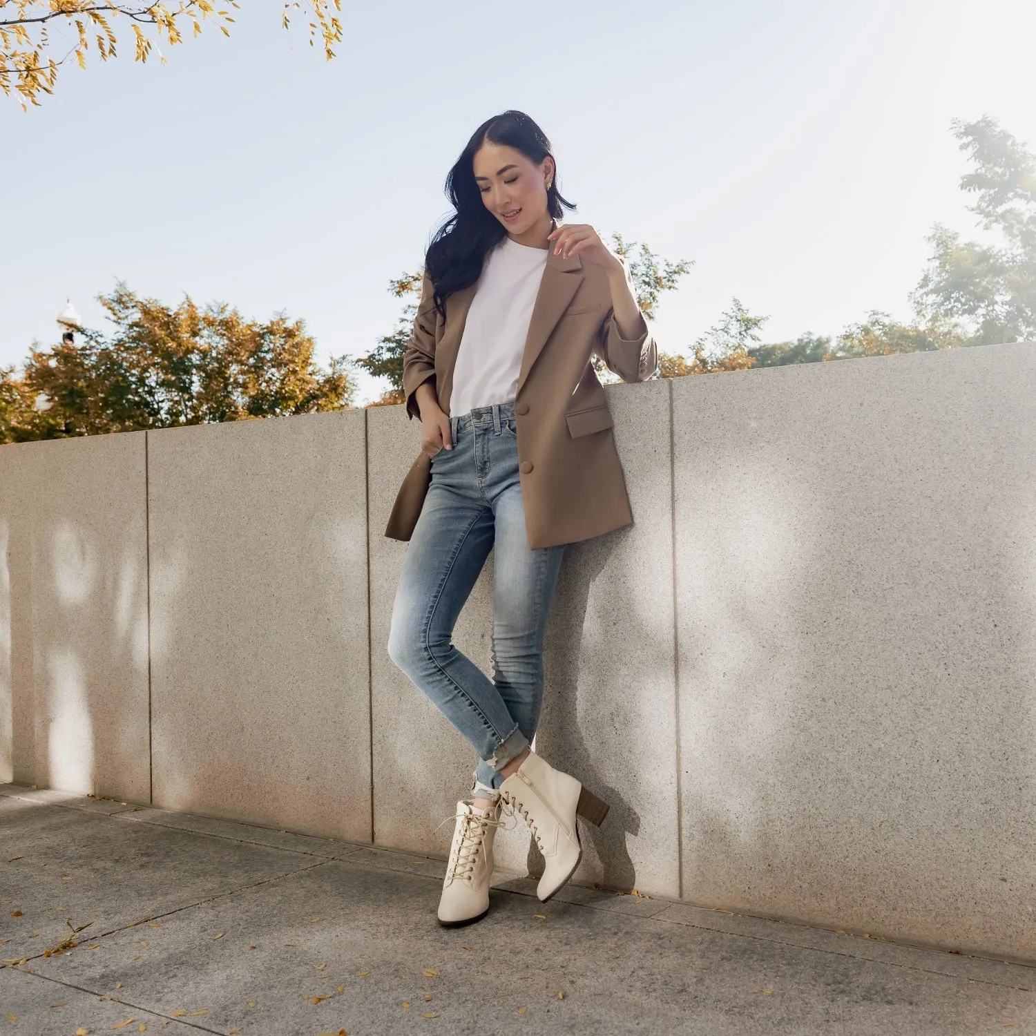 BAYLOR LACE-UP BOOTIES IN FAUX SUEDE