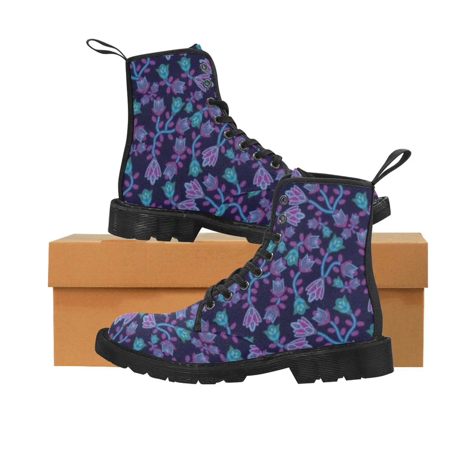 Beaded Blue Nouveau Boots for Men (Black)