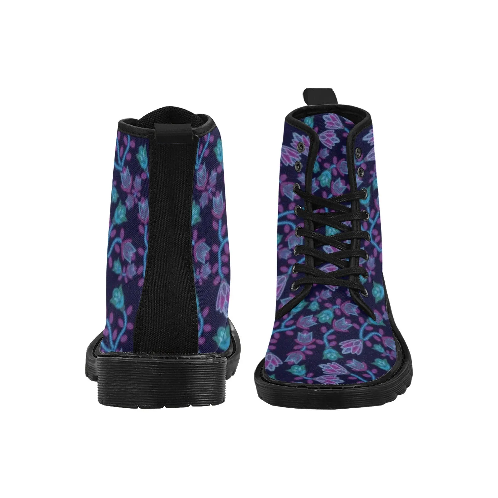 Beaded Blue Nouveau Boots for Men (Black)