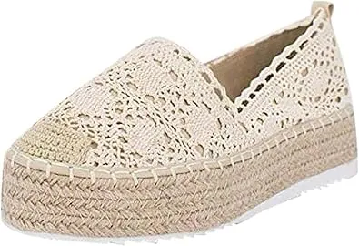 Beige lace Platform Espadrille Women's Stylish Loafer