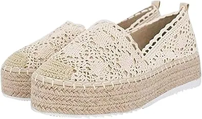 Beige lace Platform Espadrille Women's Stylish Loafer