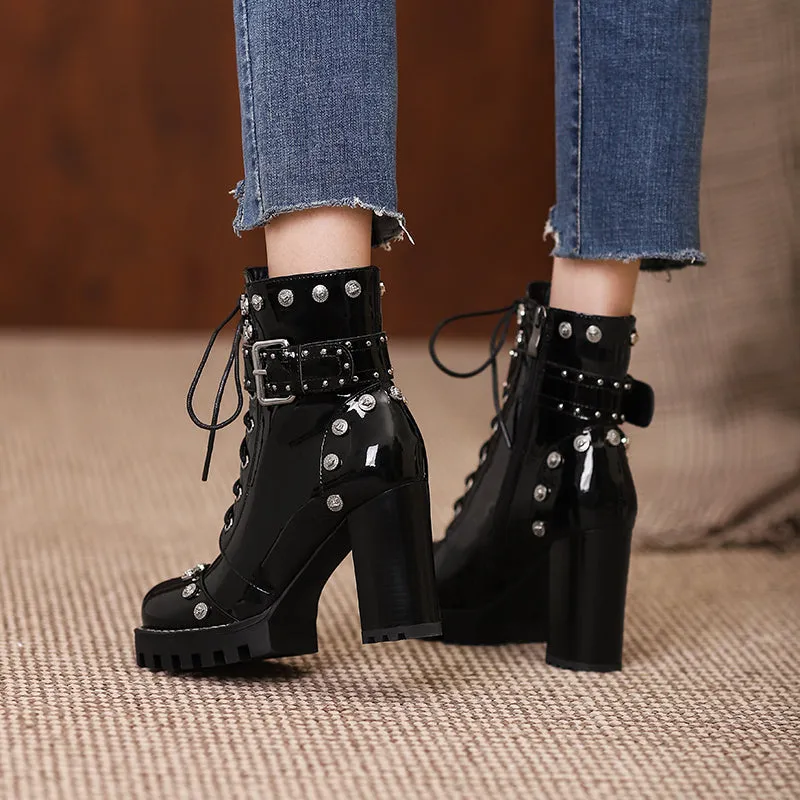 Bella Beaded Heeled Combat Boots