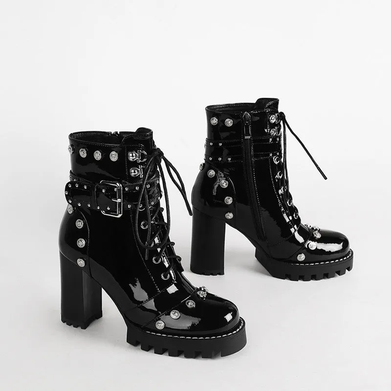 Bella Beaded Heeled Combat Boots