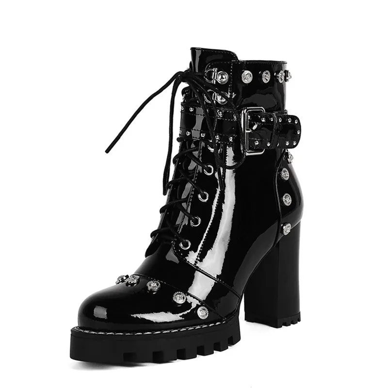 Bella Beaded Heeled Combat Boots