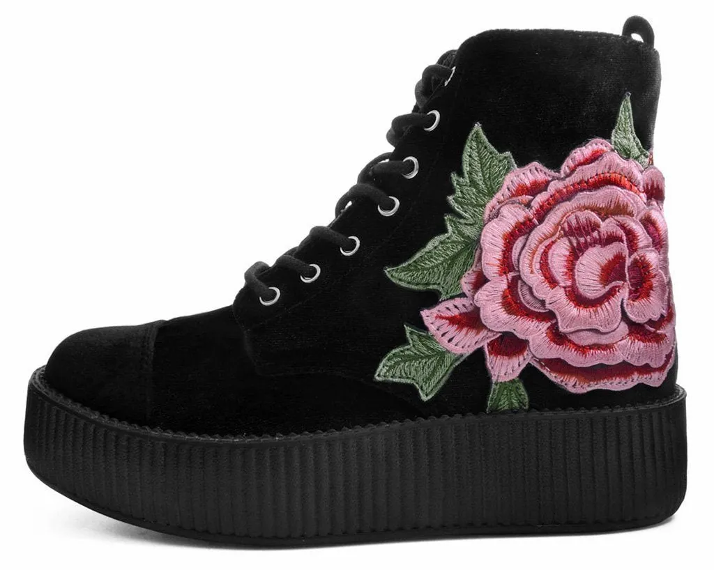 Black Velvet 3D Rose Embroidered Boots