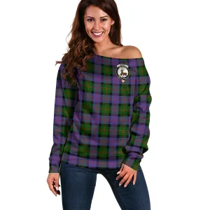 Blair Modern Tartan Off Shoulder Women Sweater with Family Crest