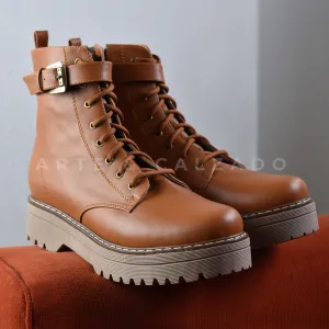 Botín Combat Boots Camel B18