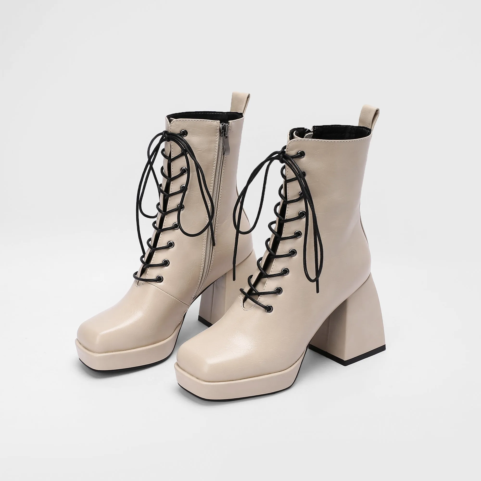 Brooke Lace up Chunky Ankle Boots