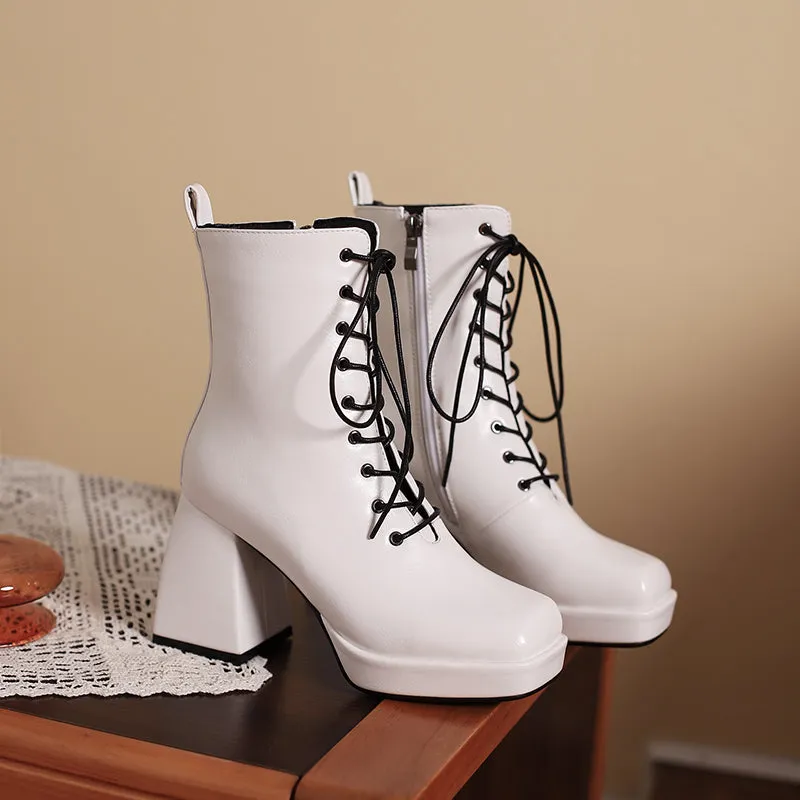 Brooke Lace up Chunky Ankle Boots