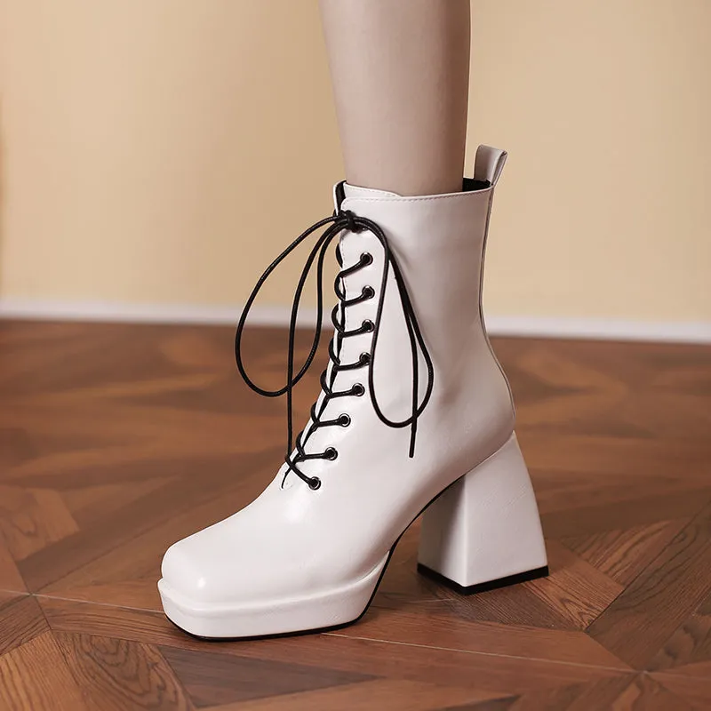 Brooke Lace up Chunky Ankle Boots