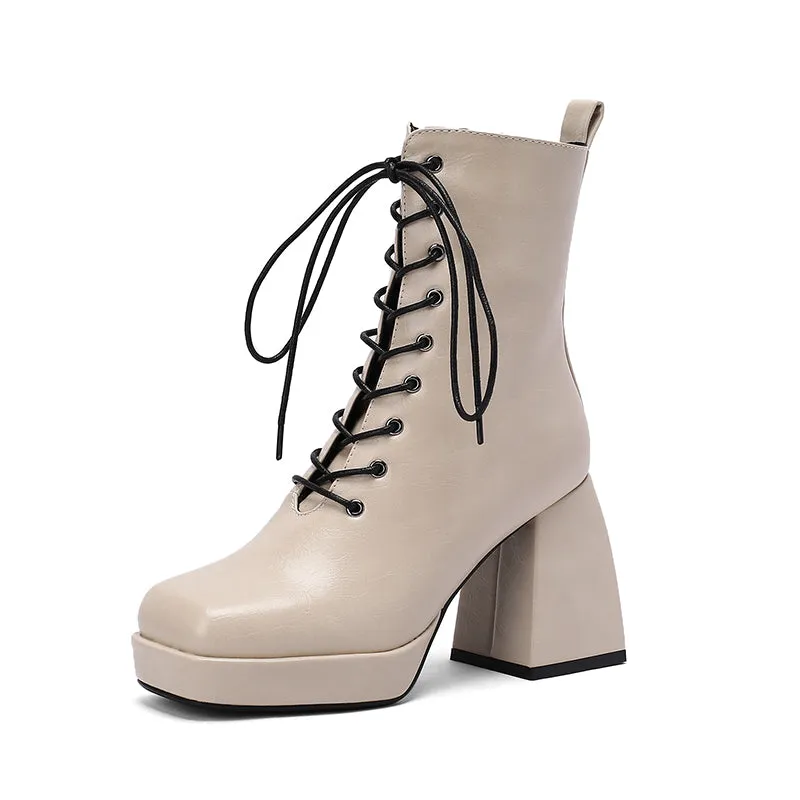 Brooke Lace up Chunky Ankle Boots