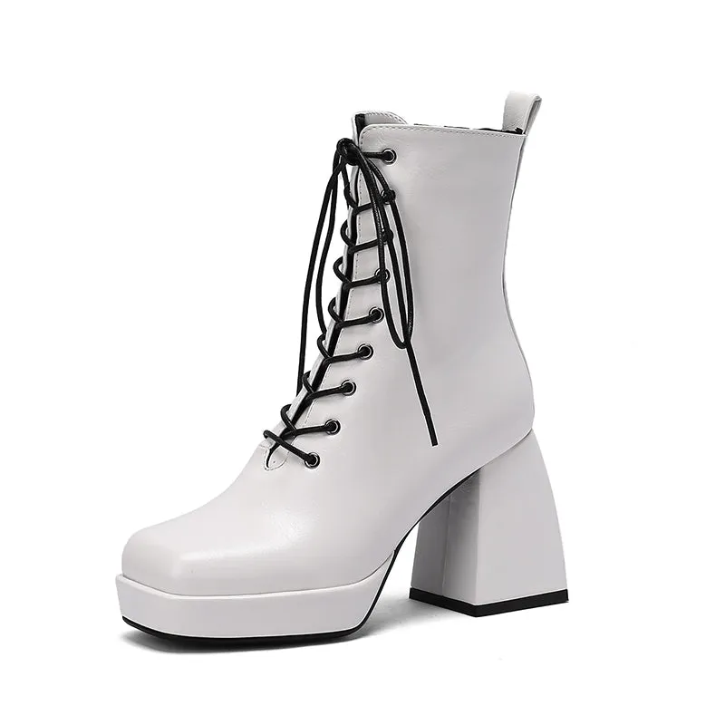 Brooke Lace up Chunky Ankle Boots