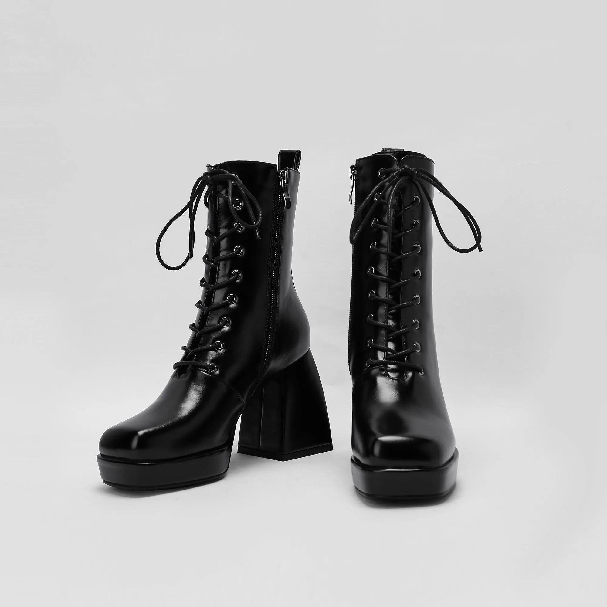 Brooke Lace up Chunky Ankle Boots