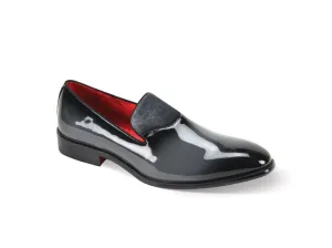 Burnished Toe Formal Patent Loafer in Grey