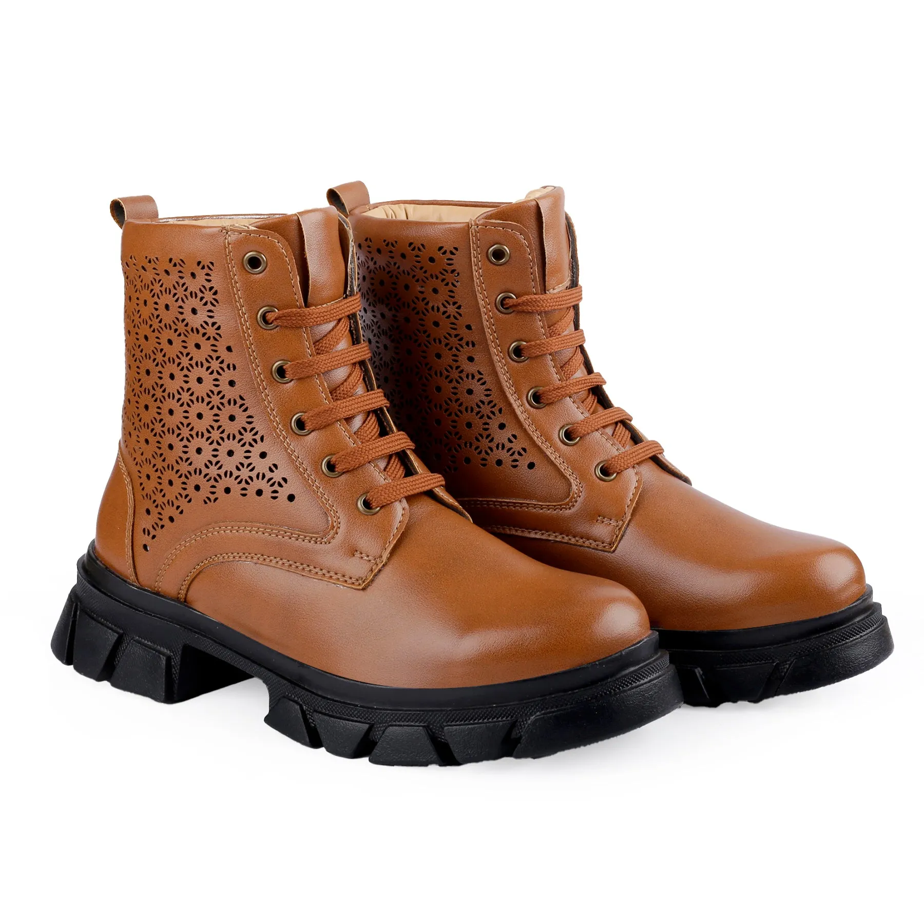 Bxxy's High Ankle Detailed Lace-up Boots for Women