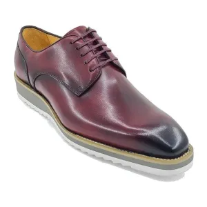 Carrucci Mens Red Lace-Up Leather Derby Casual Shoes