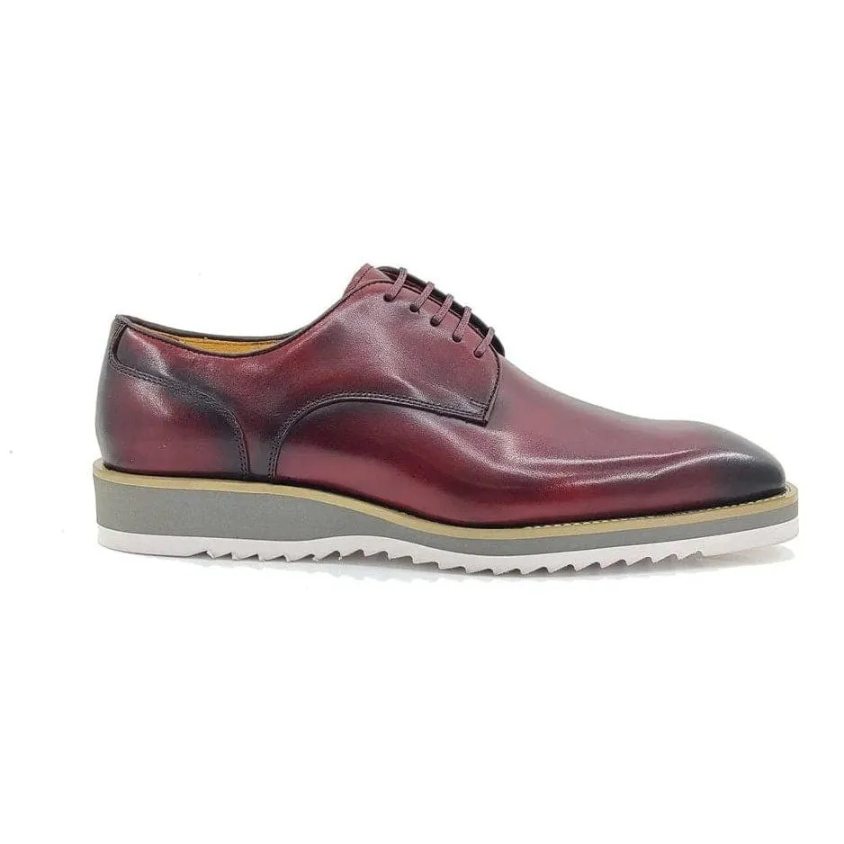 Carrucci Mens Red Lace-Up Leather Derby Casual Shoes