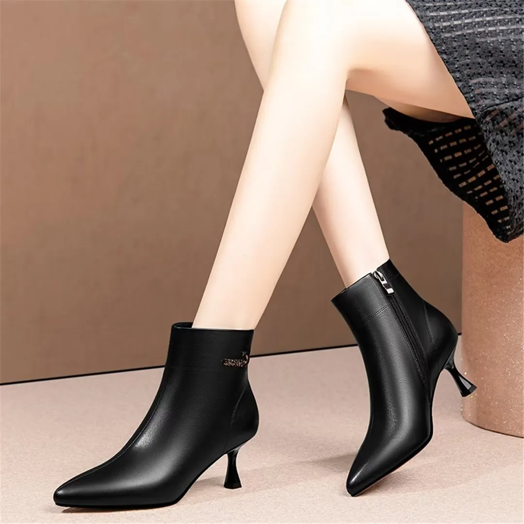 ChicElegance Leather Winter Boots with Plush Interior