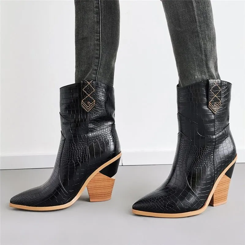 ChicLuxe Exotic Pointed Toe High Heels Boots