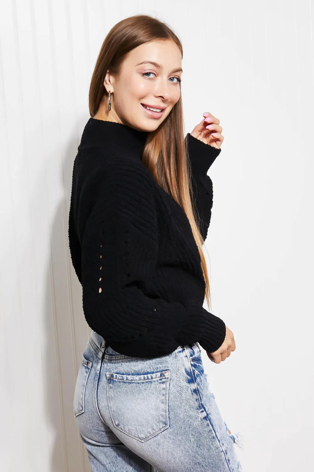 Chilly Morning Cropped Turtleneck Sweater