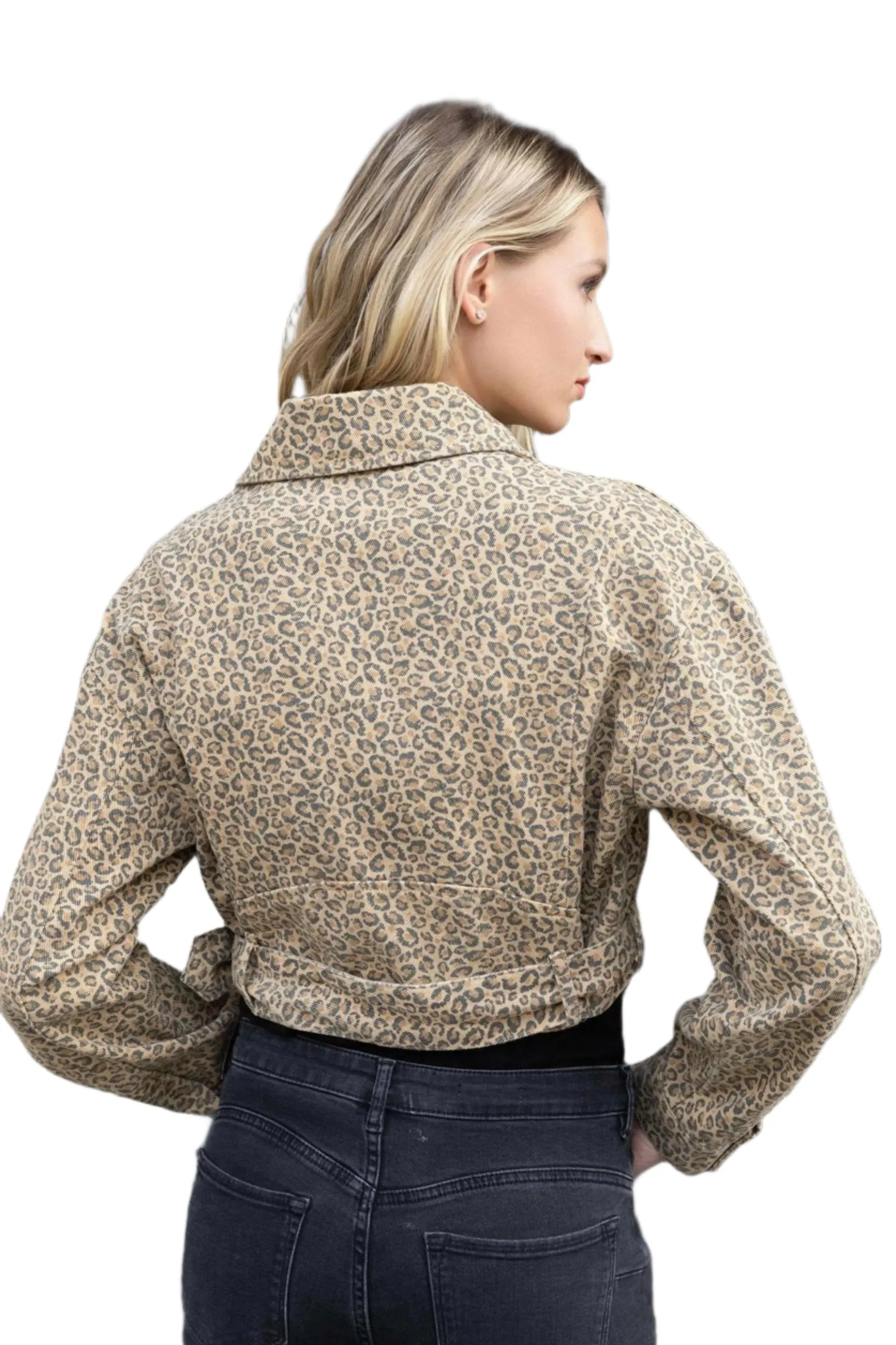 Clever Alice Cheetah Cropped Jacket